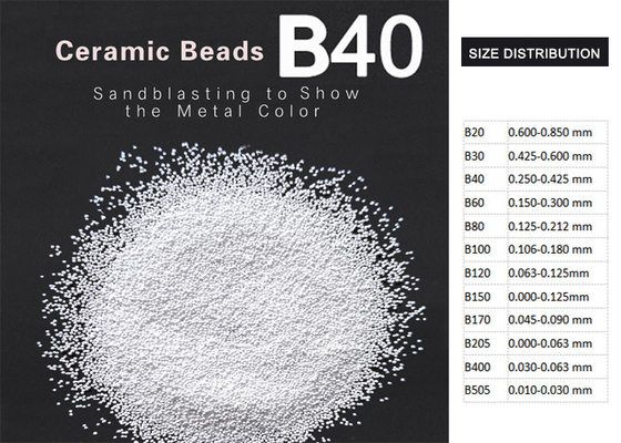 B40, B60 ZrO2 62% सिरेमिक मनका ब्लास्टिंग मोल्ड सफाई 700HV कठोरता