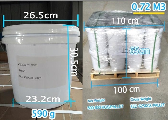 25kgs 55lbs बाल्टी पैक सिरेमिक ब्लास्टिंग मीडिया फ्रैक्चर प्रतिरोध